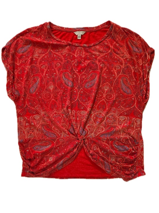 Lucky Brand Tops - Lucky Brand Shirt Womens L Red Paisley Jersey Ruched Relaxed‎ Fit Summer
